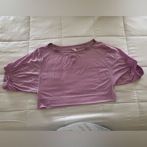 Free People lavender colored cropped shirt.  Excellent condition.  Sz LARGE.